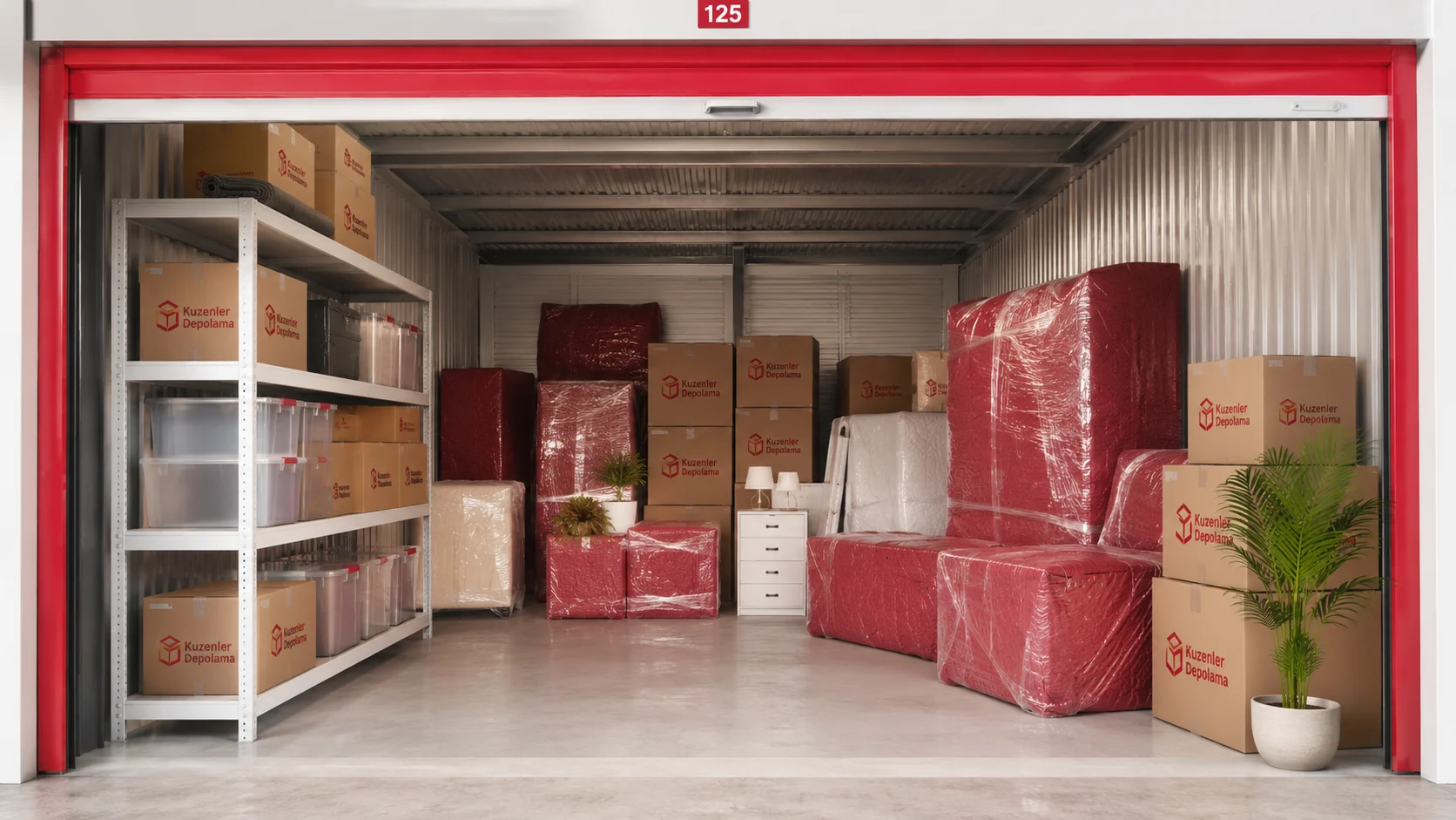 İstanbul eşya depolama hizmetinde paketlenmiş eşyaların bulunduğu depo içi